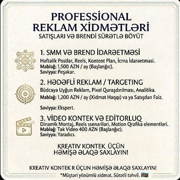 ff hesap satışı: Kreativ Kontent və SMM xidmətləri ●Aşağı, Orta və Yüksək büdcəli — 3