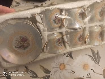 Qəhvə dəsti, rəng - Qızılı, Keramika