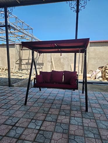 yellencek sekilleri: Bağ yelləncəyi – günlüklü, yastıqlı, 3 nəfərlik - Rəng: bordo (örtük — 2