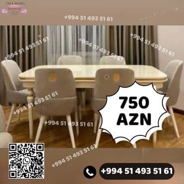 stol stul sumqayit: Qonaq otağı üçün, Yeni, Açılan, Dördbucaq masa, 6 stul — 1