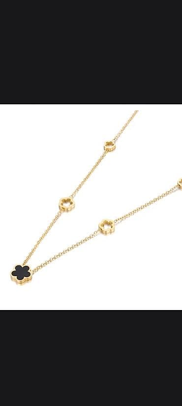 xuping nedir: Qızıl rəngli çiçək motivli zərgərlik seti - Material: paslanmayan — 1