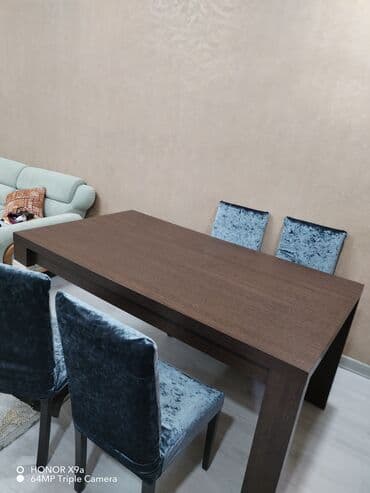 Taburetlər: Qonaq otağı üçün, İşlənmiş, Açılmayan, Dördbucaq masa, 6 stul — 2