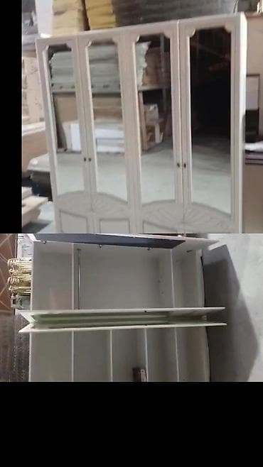 set qablari: Aynalı divar asılqanı və üst şkaf dəsti - Material: laminat/MDFlam ağ — 1