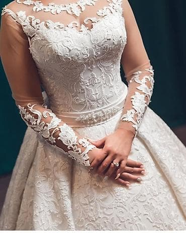Gelinlik– zərif krujeva ilə işlənmiş gəlinlik - Model: klassik