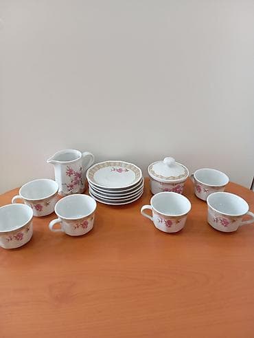 güll: Çay dəsti, rəng - Ağ, Farfor, 6 nəfərlik, Almaniya — 1