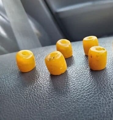 kəhrəba təsbehlər: Təbii daş muncuqlar dəsti - Material: bal rəngli və qırmızı tonlarda — 2