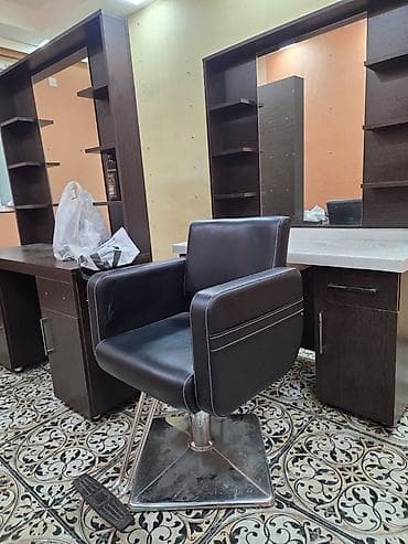 Salon, tibbi mebel: Salon üçün vizaj/berber masası və kreslo dəsti - Tünd ağac rəngində — 3