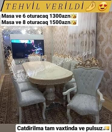 bag stullari: 😍 *Masa 6 oturacaq 1300azn* *Masa 8 oturacaq cemii 1500 azn* Yuksek — 1
