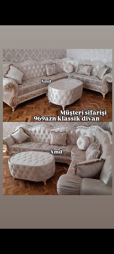 perla mebel divan: Klassik üslubda künc divan dəsti. - Qiymət: 969 AZN (şəkildə — 1