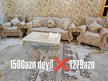 divan kruqlu: Klassik üslubda qonaq otağı dəsti - Dəst: 1 üçnəfərlik divan, 2 — 1