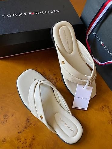 Şəxsi əşyalar: Tommy Hilfiger qadın şlapesi (flip-flop/sandal) - Rəng: krem/ivory - — 1