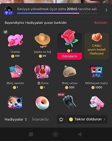 Digər: Tik tok hesabi satılır 27 level seyfedi arginal öz seyfemdi heç bir — 1