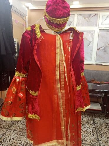 Xanım milli rəqs/libas dəsti - Rənglər: tünd al-qırmızı/mərmərli