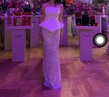 Zərif axşam/libas kolleksiyası - Model 1: Ağ korset üstü + gümüşü