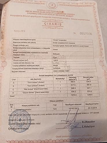 Satılır: kənd təsərrüfatı təyinatlı əmlak kompleksi (Sumqayıt şəhəri