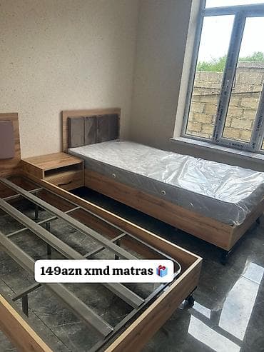 kravat basligi: - Tək nəfərlik yataq dəsti: taxta karkaslı çarpayı, yumşaq başlıq — 1