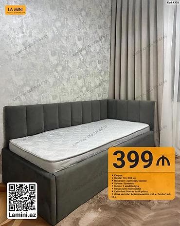 islenmis matras: LA MINI künc başlıqlı tək nəfərlik çarpayı - Ölçü: 90 × 200 sm - — 1