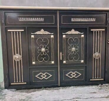 жер тошок: Железо Дворовые ворота, Распашные, 3 м, Механические, С дверью, цвет - Голубой, Нет кредита, Платная установка, Платная доставка — 52