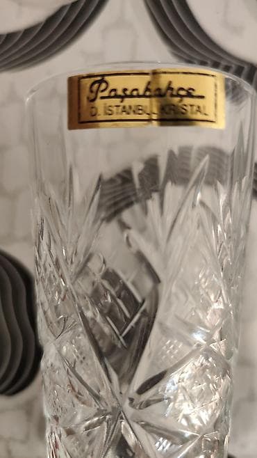 icki: Paşabahçe “D. İstanbul Kristal” kəsimli şüşə dəsti - Material: qalın — 2