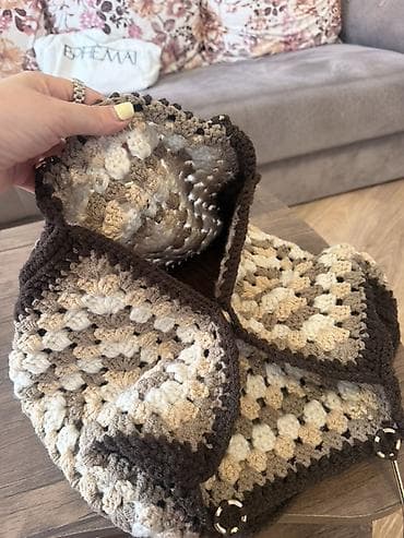Əl işı toxunma çanta - Dizayn: Qəfəsvari “granny square” naxışlı — 7