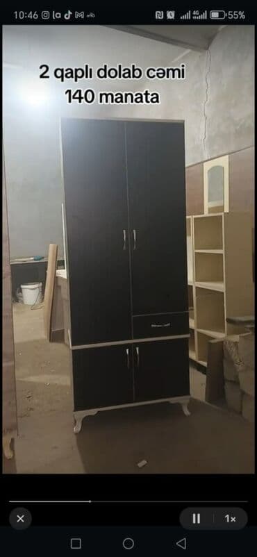 metbex şkafi: Yeni, Açılan, 3 qapılı Düz dolab, Qarderob, paltar dolabı — 44