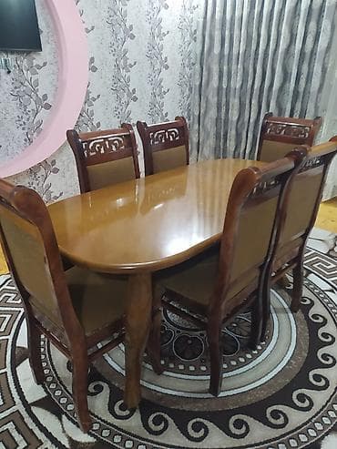 komputer stul: Qonaq otağı üçün, Açılmayan, Oval masa, 6 stul — 1