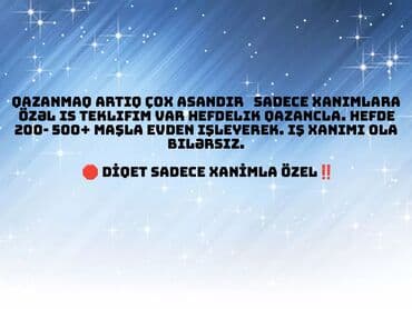 работа для пожилых женщин: Sadece xanımlara özel! İş saatini özünüz secirsiz iş vaxtını özünüz — 1