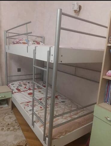 двухъярусные кровати трансформеры: Oğlan və qız üçün, Çarpayı, Matras ilə, Siyirməsiz, Dəmir — 1