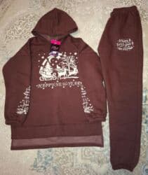 женские спортивные костюмы из трехнитки: Qadın/yeniyetmə üçün Yeni il temalı sport dəsti - Dəst: kapüşonlu — 1