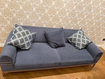 divan kafe: 2 ədəd yumşaq oturacaqlı divan seti - Rəng: tünd mavi (indigo — 7