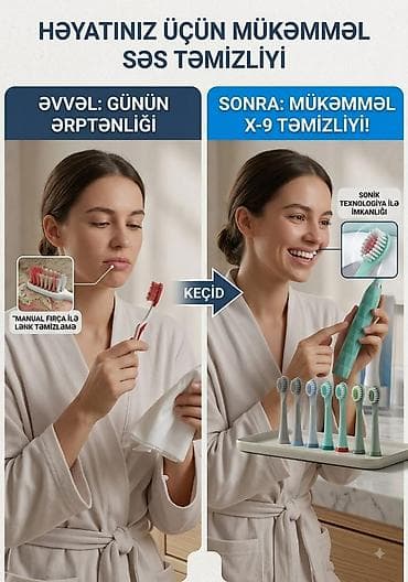 Sonic texnologiyalı elektrik diş fırçası – X-9 təmizliyi - Güclü