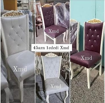 Taxtalı süsləməli, yumşaq oturacaqlı nahar/kreslo stulları - Klassik