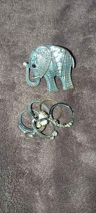 Bəzək dəsti – fil formalı broş və üzüklər Daha cox geyimlər və