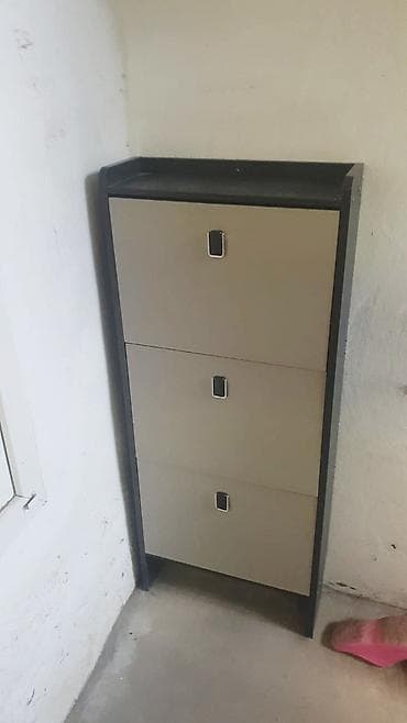 Yeni, 3 qapılı, Boz, Taxta Ayaqqabı dolabı