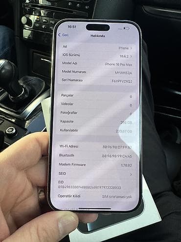 ikinci el ayfon 6: IPhone 16 Pro Max, 256 GB, Ağ, Face ID — 8