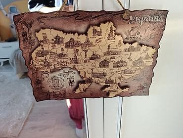 xəritə dünya: Dekorativ taxta xəritə – Ukrayna - Material: təbii ağac lövhə — 1