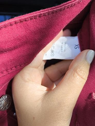 bəqi şalvar: Qadın şalvarı – tünd qırmızı/bordo rəngdə, dar kəsim (skinny) dizayn — 3