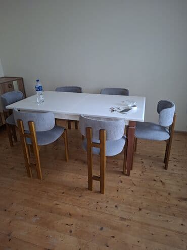 Ev üçün digər mallar: Qonaq otağı üçün, İşlənmiş, Açılan, Dördbucaq masa, 6 stul — 1