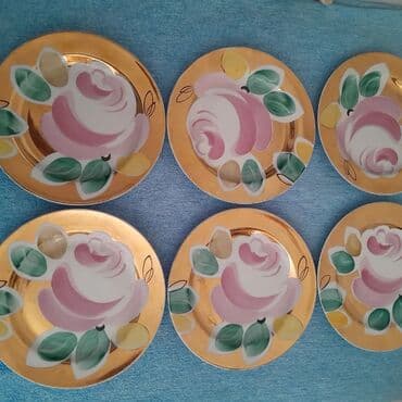 caydan qiymətləri: Çay dəsti, rəng - Qızılı, Farfor, Bohemia, 6 nəfərlik, SSRİ — 7