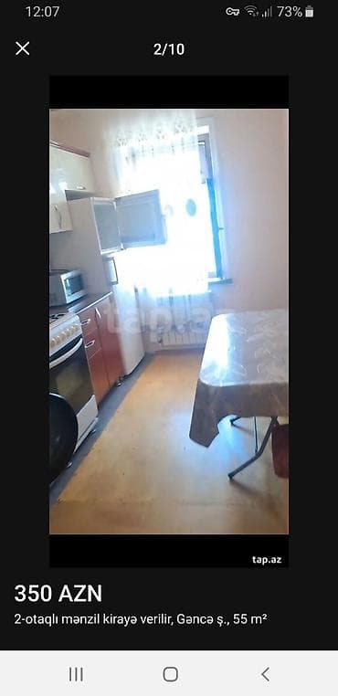 gen: Kirayə verilir: 2 otaqlı mənzil, Gəncə şəhəri, 55 m² Xüsusiyyətlər: - — 9