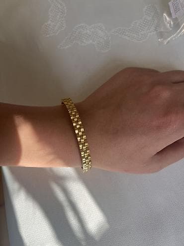 Qızılı rəngli paslanmayan poladdan qolbaq seti - Material: Stainless