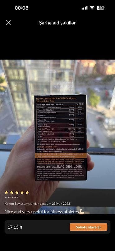 evalar vitamin c: Məhsul: Nutraxin Vitals B Vitamin Complex - Əldədir. Tərkib: B1, B2 — 4