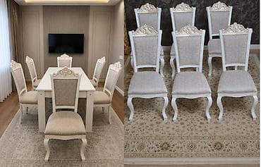 oturaca: Qonaq otağı üçün, İşlənmiş, Kvadrat masa, 6 stul — 1