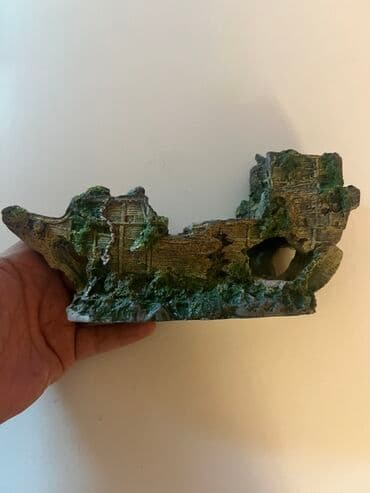 betta balıq: Akvaryum bəzəyi seti - Tema: Qədim batmış gəmi dekoru + süni su — 1