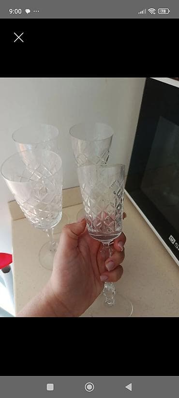 Qədəhlər, rəng - Ağ, Xrustal, 4 ədədli dəst, 200 ml