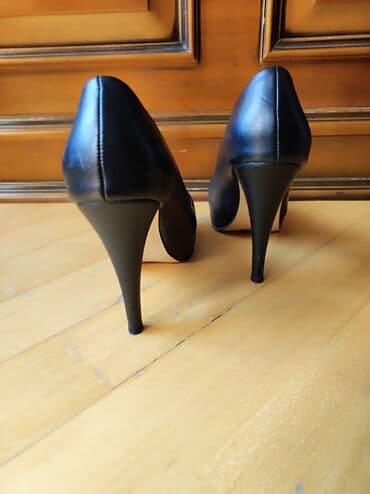 детские кожаные туфли: Туфли, Размер: 37, цвет - Черный, Б/у — 3