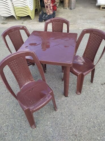 раскладной стол: Yeni, Kvadrat masa, 4 stul, Açılmayan, Stullar ilə, Plastik, Azərbaycan — 1