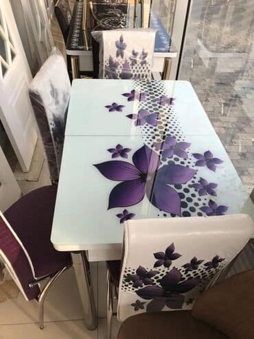 mətbəx stol: Mətbəx üçün, Yeni, Açılan, Dördbucaq masa, 4 stul — 1