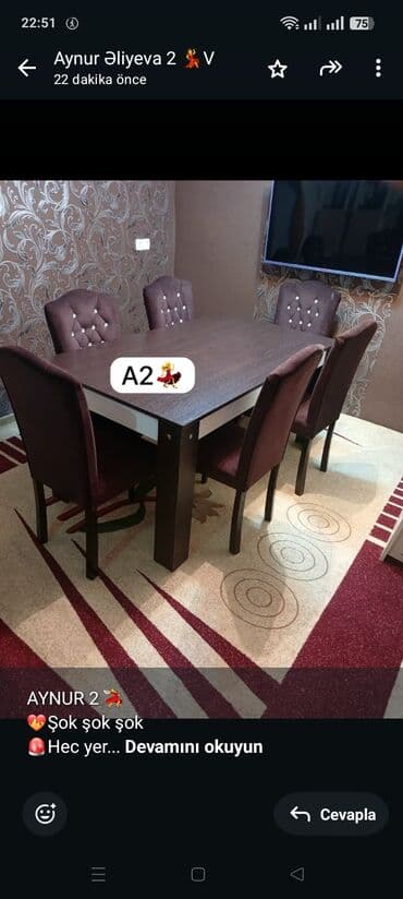 ikinci əl stol və stullar: AYNUR 2 💃 ❤️‍🔥Şok şok şok 🚨Hec yerdə olmayan qiymət 🪄Sadecə 1 saata — 1