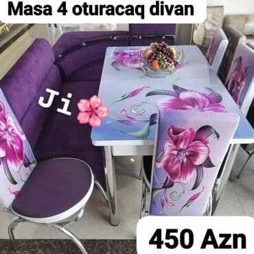 bağ üçün stol stul: Mətbəx üçün, Dördbucaq masa, 4 stul — 1